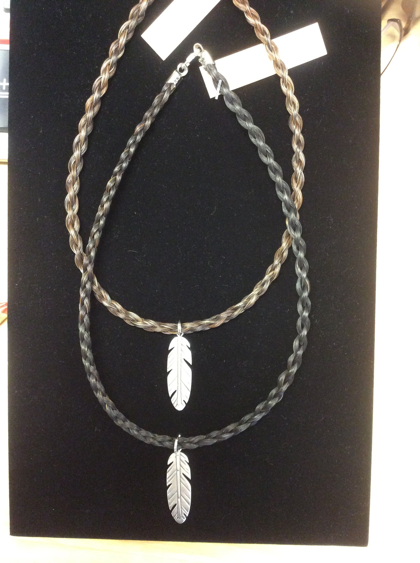 Horse Hair Necklace with Feather charm