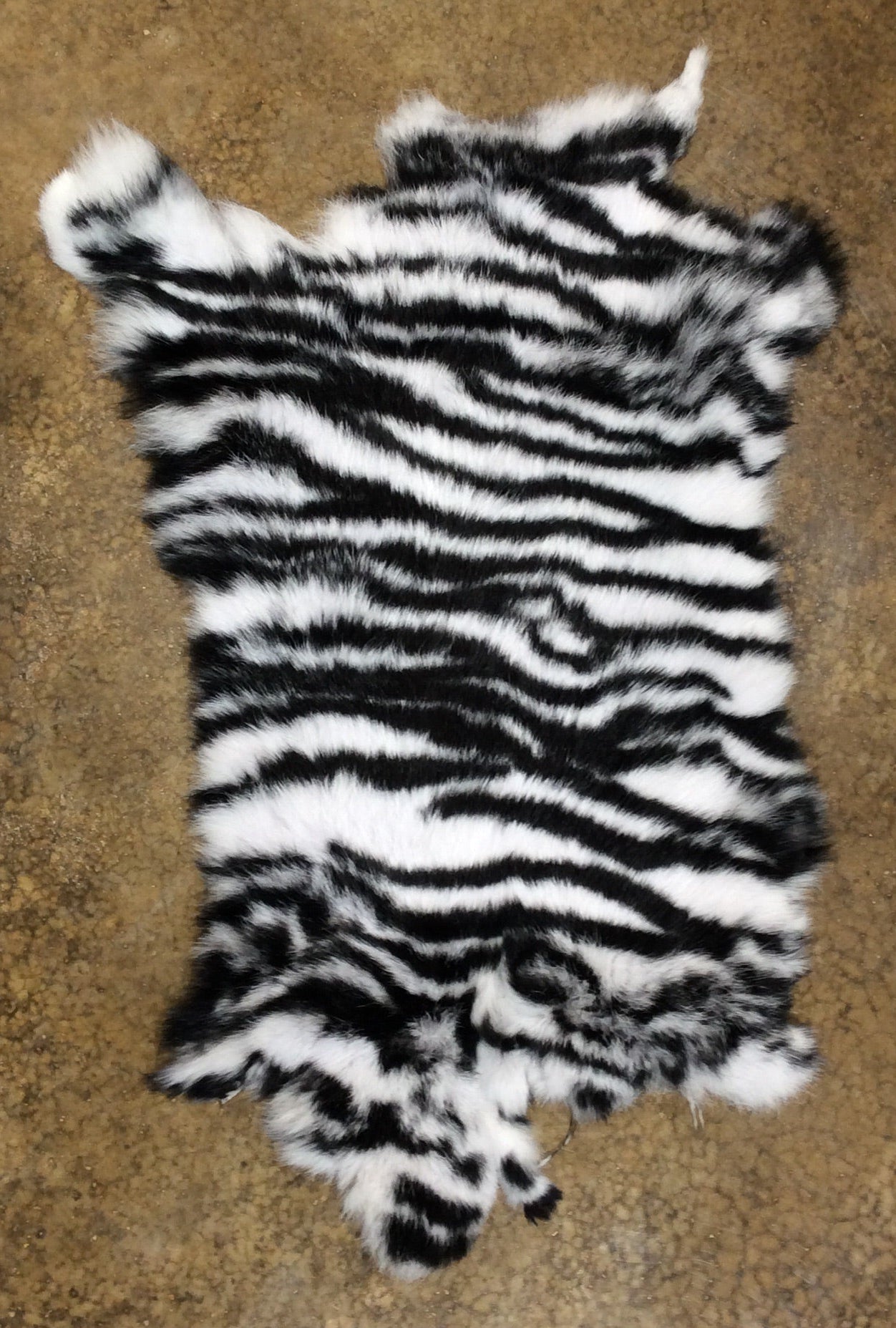 Stenciled Rabbit Pelt in Zebra