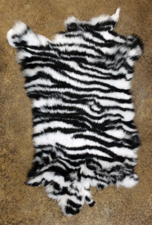 Stenciled Rabbit Pelt in Zebra