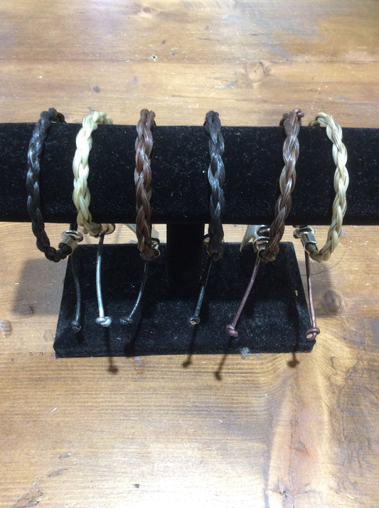 Horse Hair Bracelet Adjustable with Twist Braid