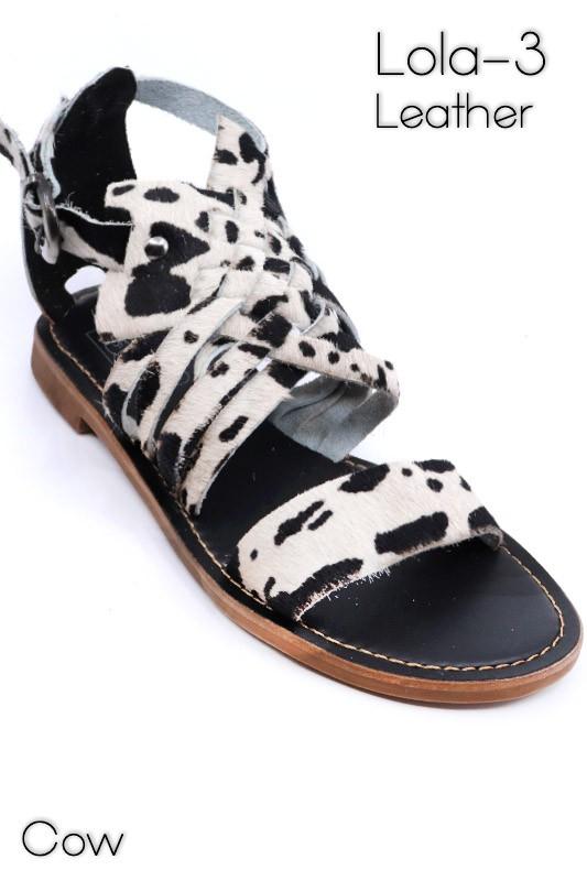 Miami Shoes LOLA-3 in Black and White Cow Print