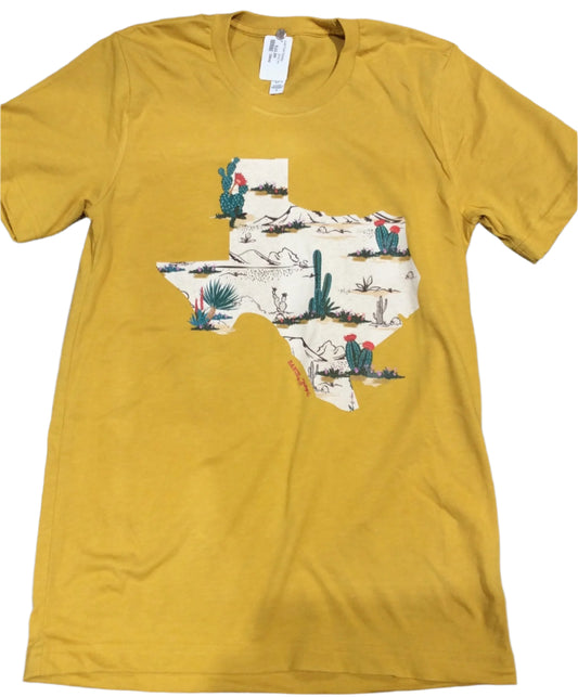 Cactus Texas Tee Shirt Mustard