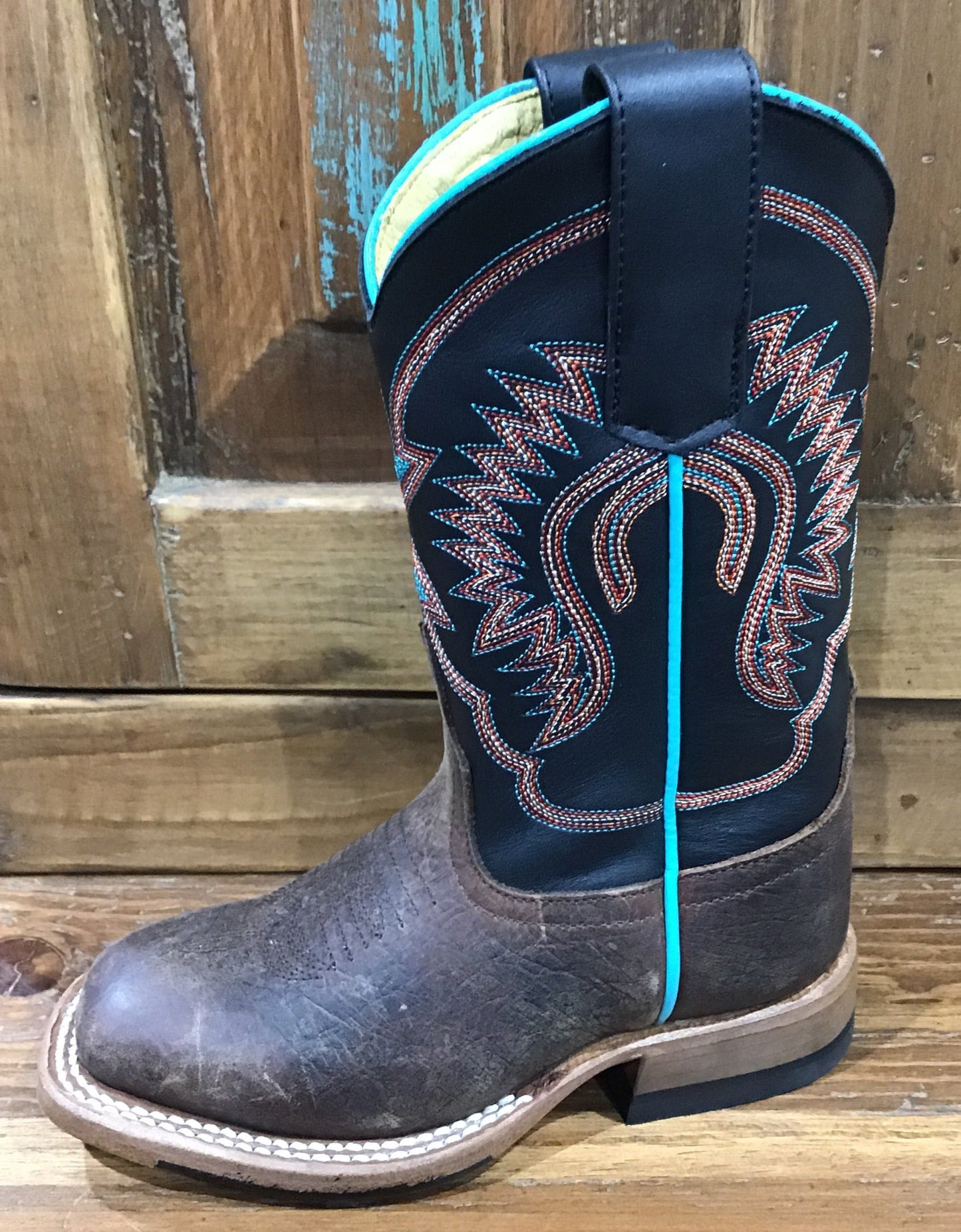 HORSE POWER DISTRESSED BLACK RANCH BOY'S BOOT