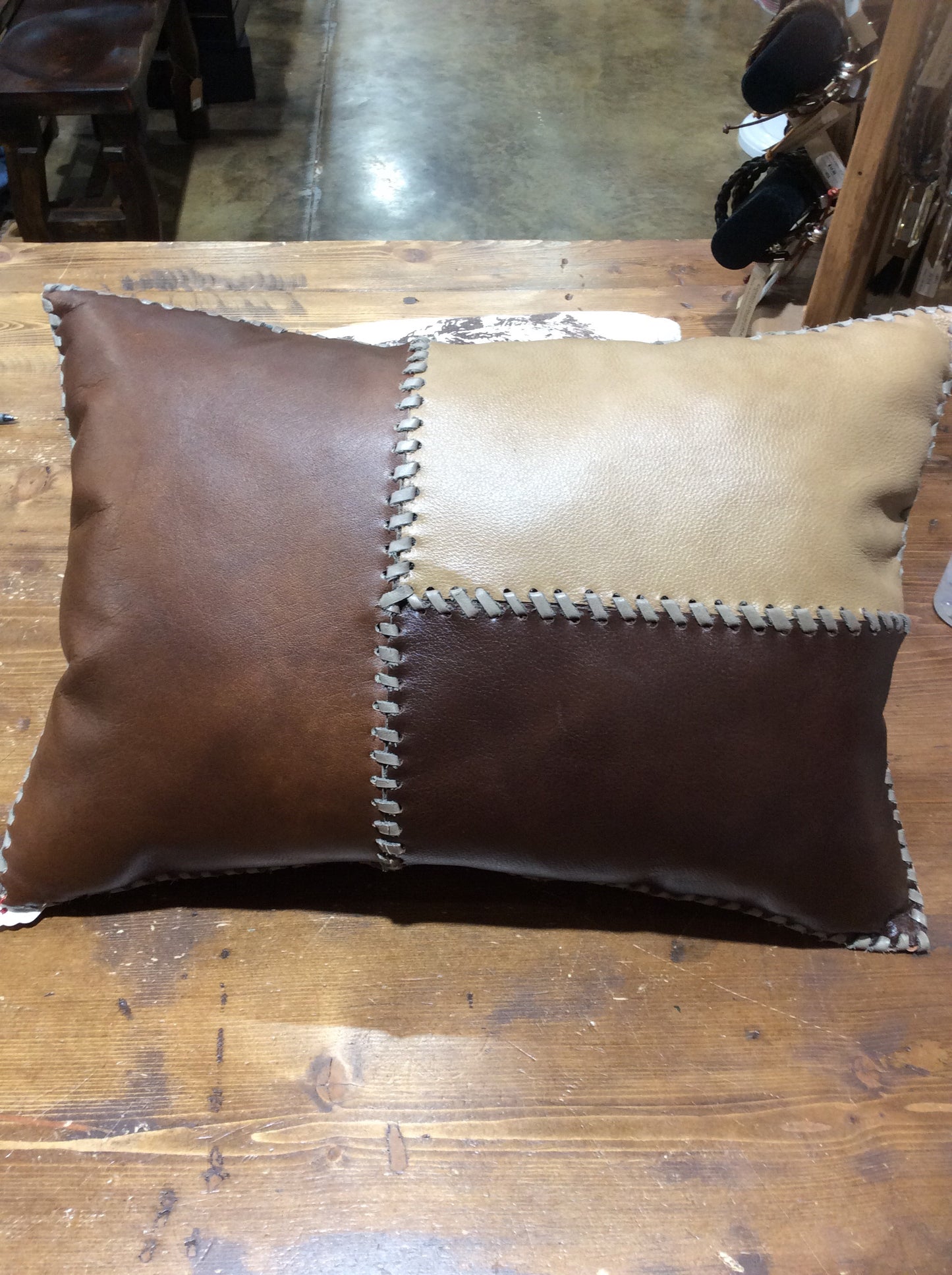Leather Star pillow reversible