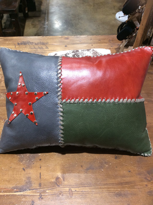 Leather Star pillow reversible