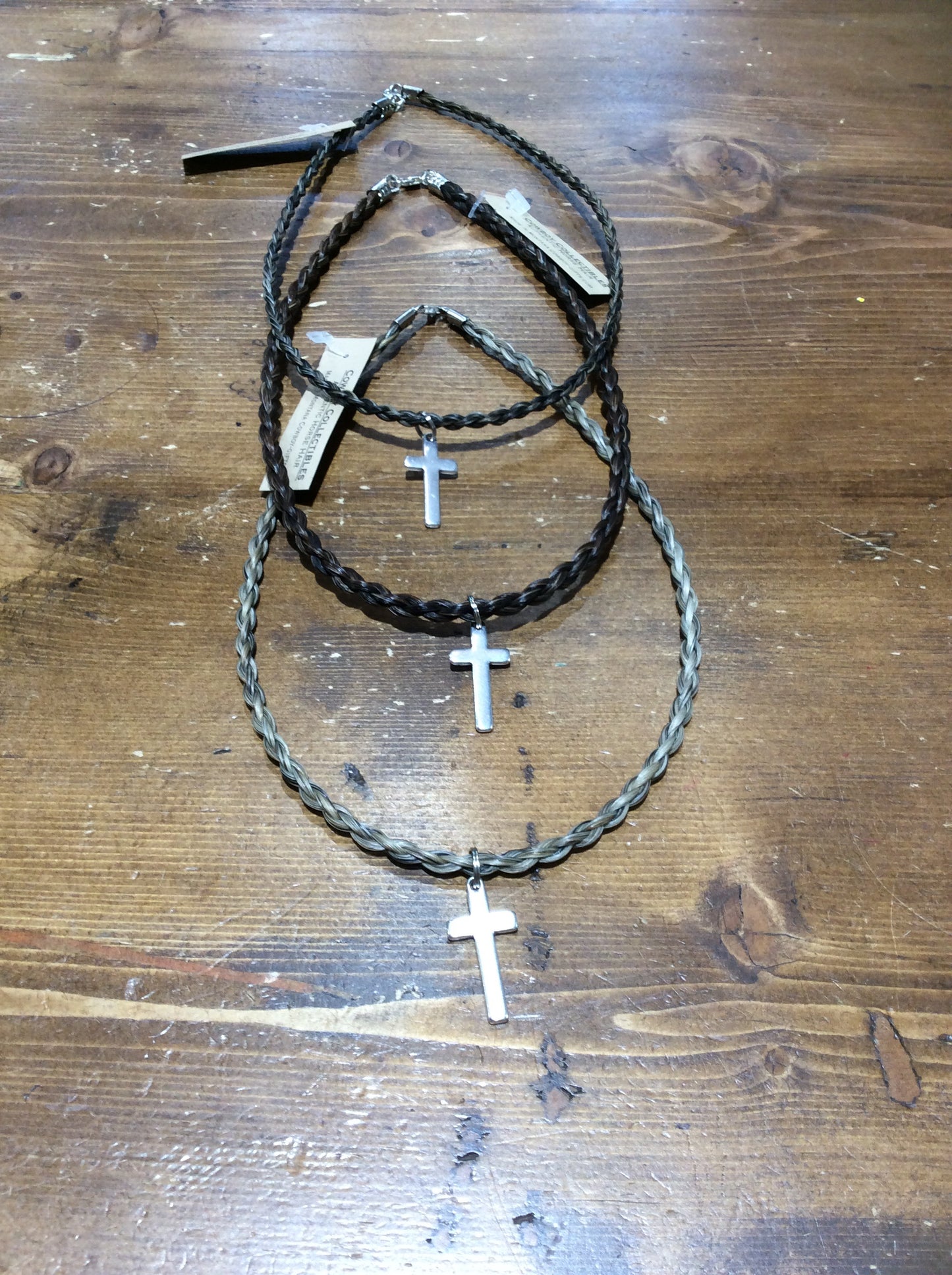Horse Hair Necklace with Cross charm