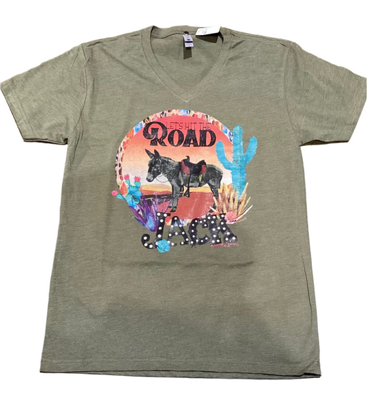 Let's Hit the Road Jack Tee Shirt - Olive