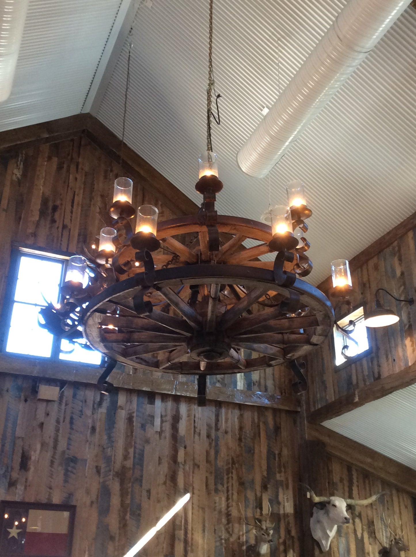 ** SOLD***  Double Wagon Wheel Chandelier