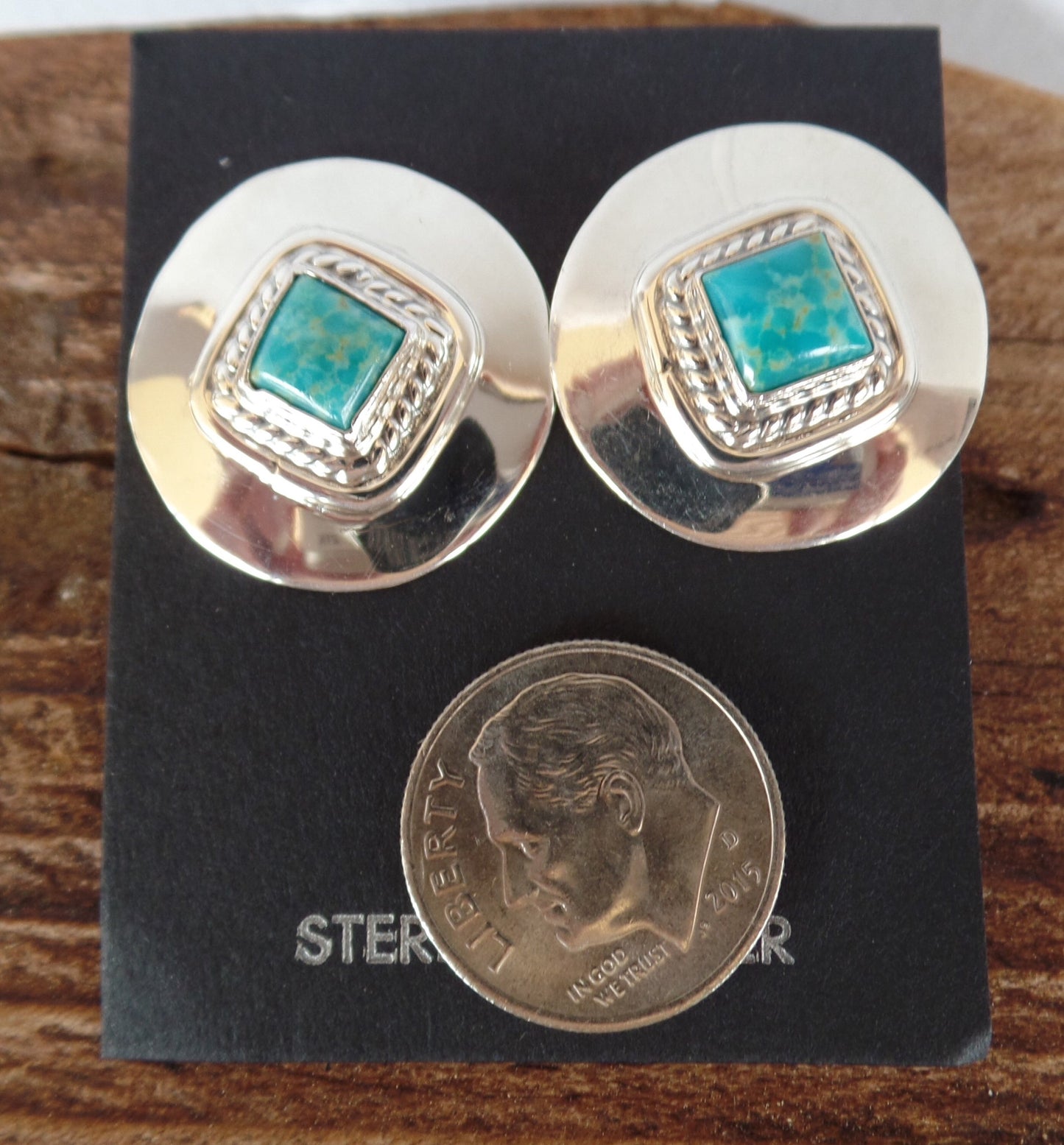 Sterling Silver & Turquoise Disc Earrings