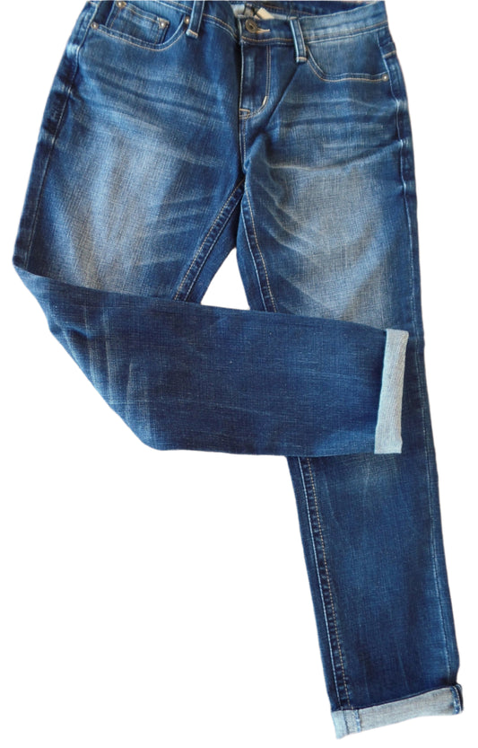 Grace In LA Dark Wash Cuffed Boyfriend Jeans