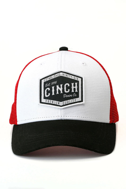 CINCH MEN'S DENIM CO CAP - WHITE / RED / BLACK