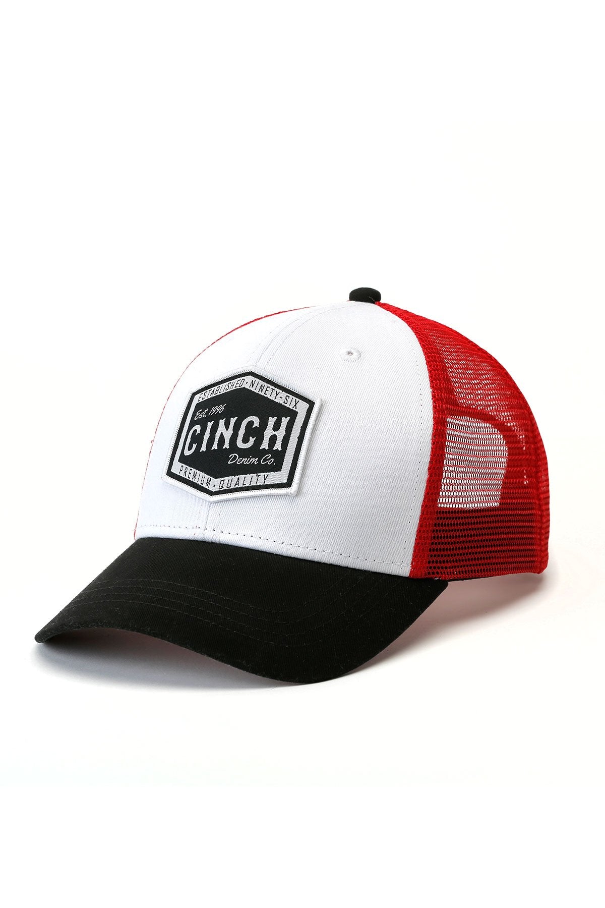 CINCH MEN'S DENIM CO CAP - WHITE / RED / BLACK