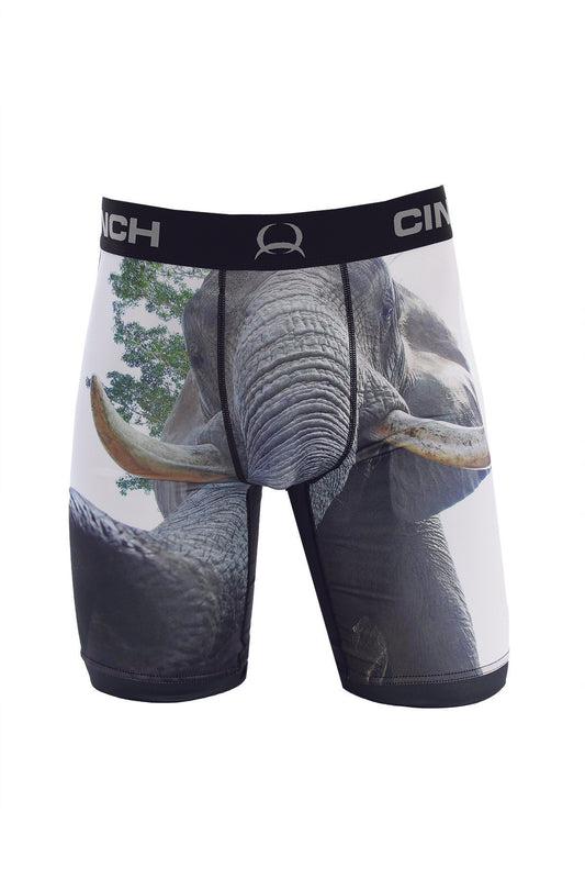 CINCH MEN'S ELEPHANT PRINT 9" BOXER BRIEFS
