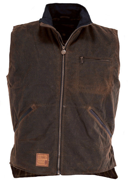 Outback Trading Co. Sawbuck Oilskin Vest in Field Tan or Bronze
