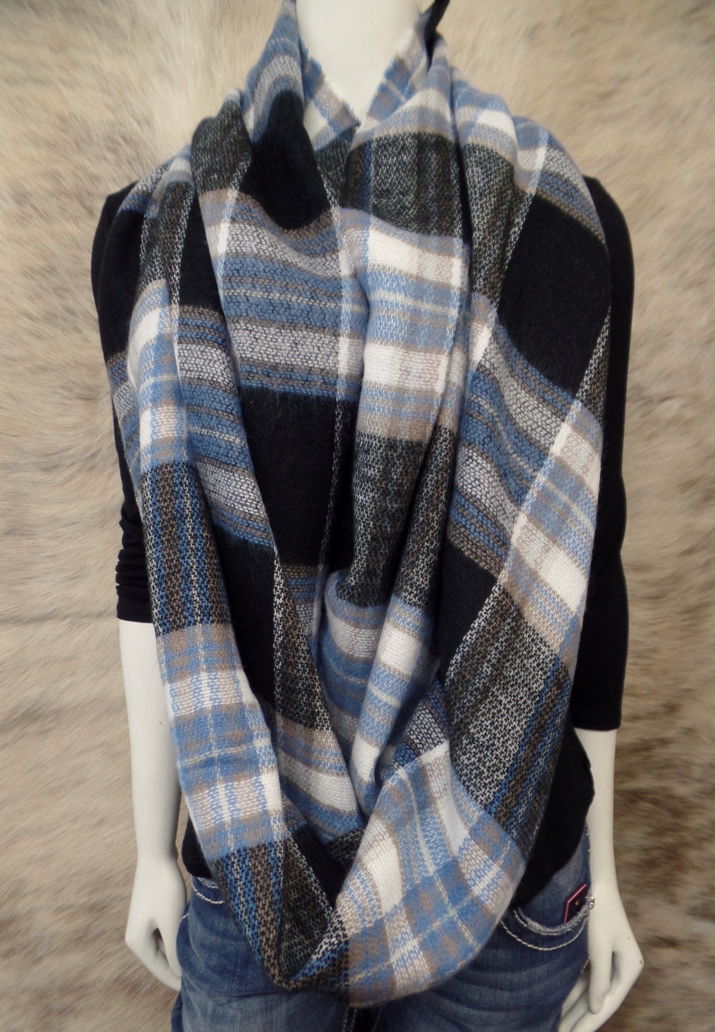 Flannel Frayed Edge Infinty Scarf